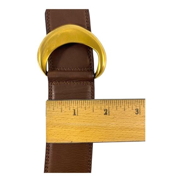 Donna Karan Co Vintage Italy Brown Leather with Gold Buckles Sz Lg Waist Belt main image 6